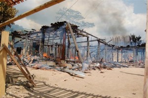 After 18months of death threats, lawsuits, aggravated assaults and divided communities Ascendant Copper's camp is burnt down by frustrated locals opposed to mining. 